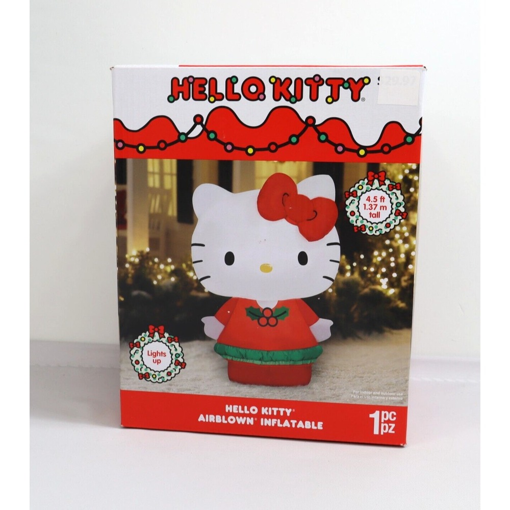 Hello Kitty By Sanrio Christmas‎ Airblown Self Inflatable LED 4.5 Feet NEW Gemmy